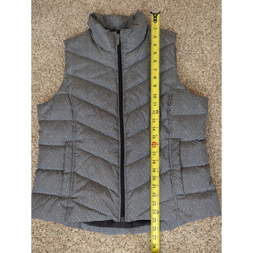 Lands End Womens Large 14-16 Down Filled Puffer Vest Black White Houndstooth EUC - Picture 5 of 7